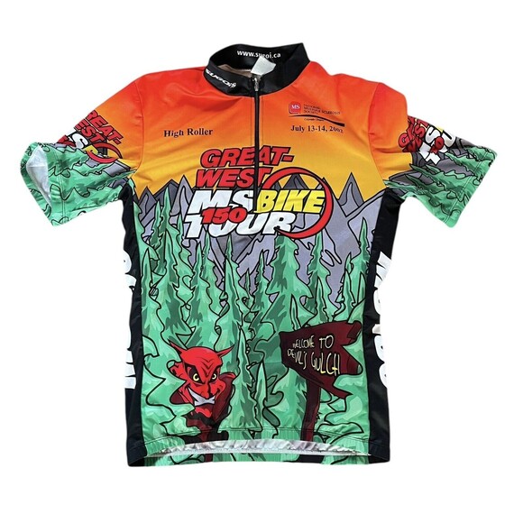 Vintage SUGOI Cycling Jersey Medium Pockets Shirt High Roller Devil's Gulch 2002 - Picture 1 of 13